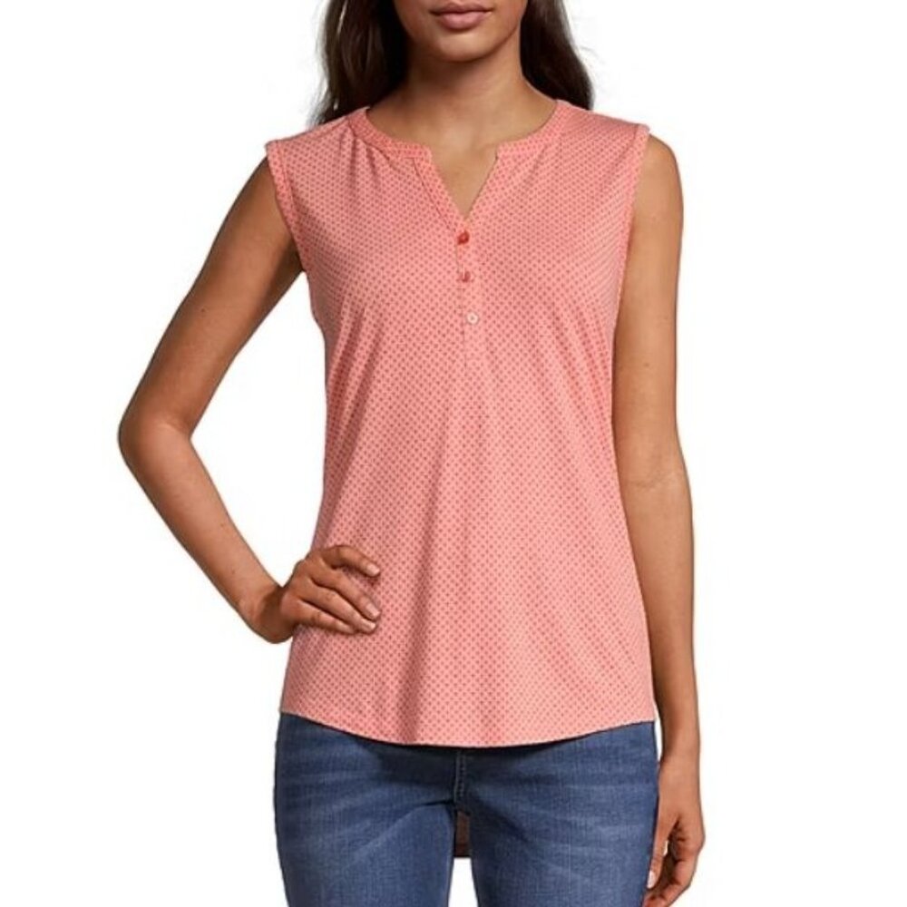 Liz Claiborne Womens Split Crew Neck Sleeveless Tank Top